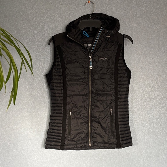 Kuhl Jackets & Blazers - KUHL Born In The Mountains Silver Oak black hooded down vest. Pockets. Size sm